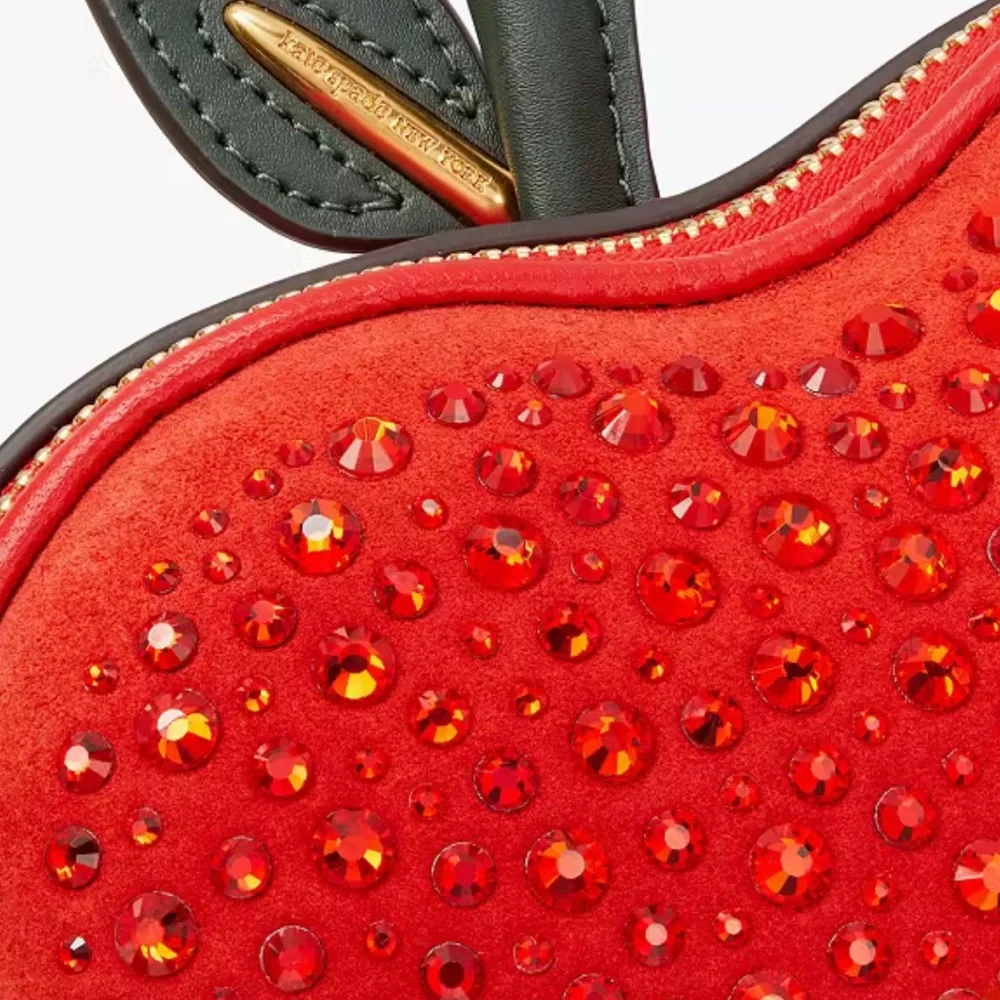 Kate Spade NWT Big Apple Embellished 3d Crossbody Red Beaded Novelty Apple Purse - Picture 16 of 17